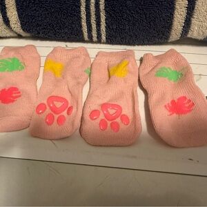 Pink Pet Socks with Paw Print Grips